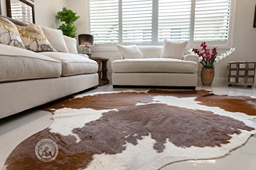 Genuine Brown and White Cowhide Rug XL 6 x 7-8 ft. 180 x 240 cm