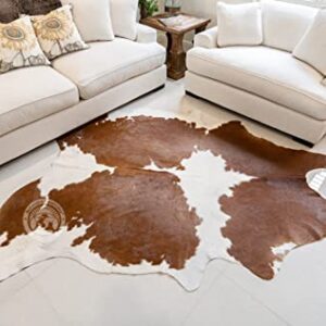Genuine Brown and White Cowhide Rug XL 6 x 7-8 ft. 180 x 240 cm