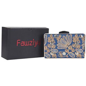 Fawzia Embroidery Wedding Clutch Evening Bags For Women-Blue