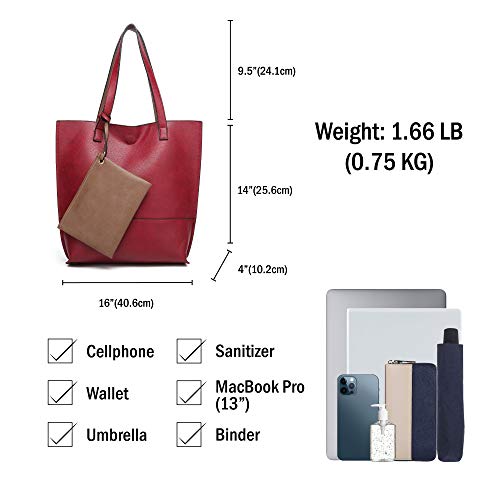 Scarleton Tote Bags for Women, Purses for Women, Handbags for Women, Reversible Travel Shoulder Bag with Pouch, H20182014 - Burgundy/Khaki