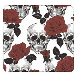 InterestPrint Sugar Skull and Red Roses Women's Zip Wallet Ladies Clutch Travel Purse Wrist Strap