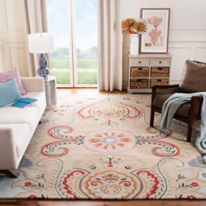 safavieh bella collection 5′ square beige/blue bel118b handmade boho premium wool area rug