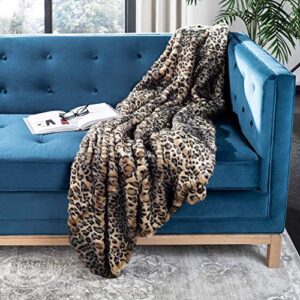 safavieh faux black leopard throw blanket, 50″x60″