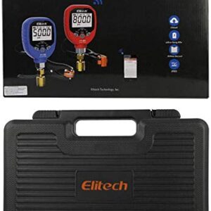 Elitech Digital AC Gauge Set HVAC Gauges APP Monitoring with Temperature Clamps 1/8'' NPT, PT-500&PT-800