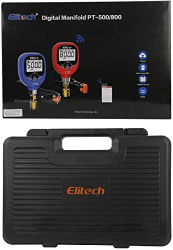 Elitech Digital AC Gauge Set HVAC Gauges APP Monitoring with Temperature Clamps 1/8'' NPT, PT-500&PT-800