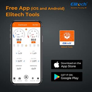 Elitech Digital AC Gauge Set HVAC Gauges APP Monitoring with Temperature Clamps 1/8'' NPT, PT-500&PT-800