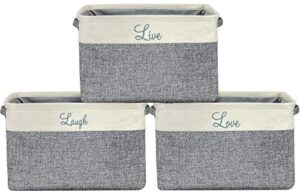 sorbus fabric storage cubes 15 inch – big sturdy collapsible storage bins with dual handles – foldable baskets for organizing -decorative storage baskets for shelves | home & office use -3 pack| grey