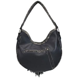 Zelris Western Concho Fringe Lace Two Toned Conceal Carry Hobo Tote Purse (Black)