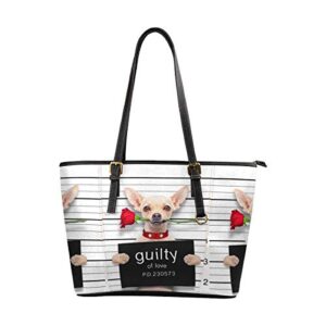 InterestPrint Womens Handbags Ladies Purses Shoulder Bags Tote Bag Valentines Chihuahua Dog