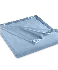 martha stewart easy care soft fleece blanket (queen, blue fog)