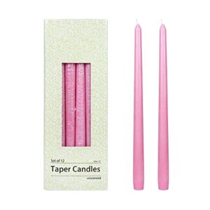 zest candle 12-piece taper candles, 12-inch, pink