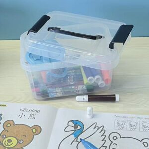 Teyyvn Plastic Mini Latch Box, Storage Bin with Locking Lids(Pack of 4, 2 L, Clear)