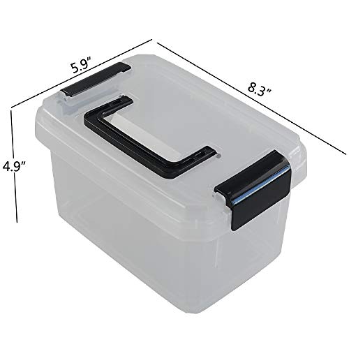 Teyyvn Plastic Mini Latch Box, Storage Bin with Locking Lids(Pack of 4, 2 L, Clear)