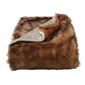 Faux Fur Throw Blanket- Luxurious, Soft, Hypoallergenic Premium Faux Chinchilla Fur Blanket with Faux Mink Back and Gift Box, 60”x70” by LHC (Brown)