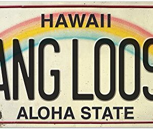 Pacifica Island Art 6in x 12in Vintage Hawaiian Embossed License Plate - Hang Loose