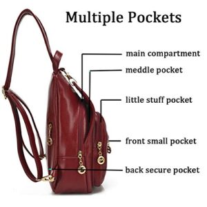 Small Leather Convertible Backpack Sling Purse Shoulder Bag for Women