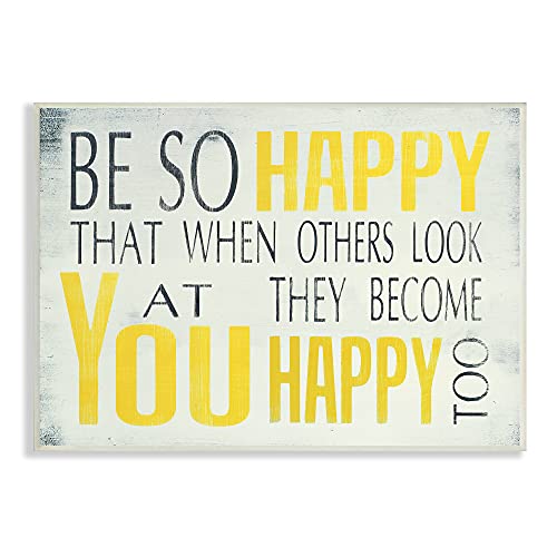 The Stupell Home Décor Collection Be So Happy Typography Wall Plaque, 10 x 0.5 x 15, Proudly Made in USA