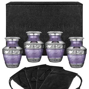 trupoint memorials cremation urns for human ashes – decorative urns, urns for human ashes female & male, urns for ashes adult female, funeral urns – 4 pcs/lavender/up to 0.8 lbs/keepsakes set