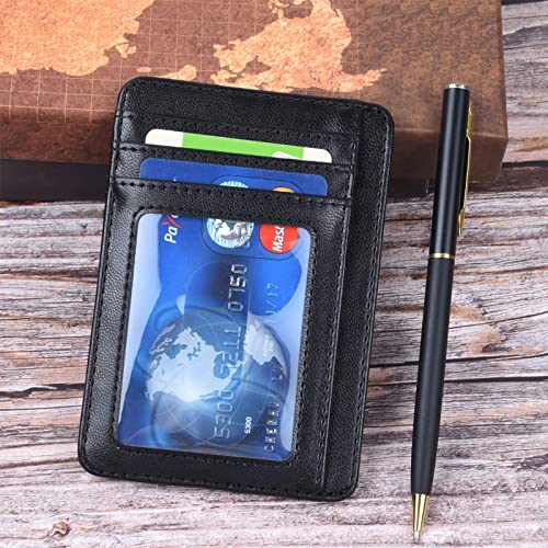 Teskyer Slim Wallet for Men, Minimalist Front Pocket RFID Blocking Leather Wallet Credit Card Holder for Men & Women