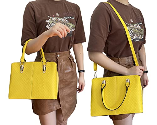 JHVYF Casual Top Handle Handbag Purse Satchel Pu Leather Shoulder Bag Women T Yellow