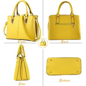 JHVYF Casual Top Handle Handbag Purse Satchel Pu Leather Shoulder Bag Women T Yellow