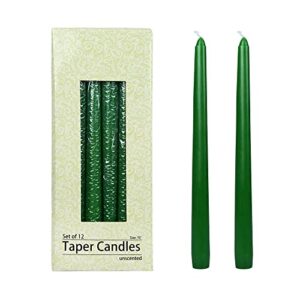zest candle 12-piece taper candles, 10-inch, hunter green