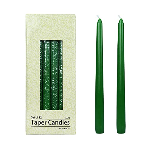 Zest Candle 12-Piece Taper Candles, 10-Inch, Hunter Green