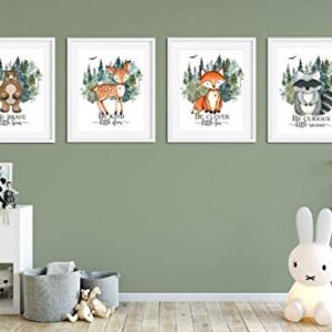 Boy Nursery Wall Decor - Baby Boy Room Decor - Woodland Nursery Decor for Boys - Boys Room Decorations for Bedroom - SET OF 4 Prints - 8x10 Each - UNFRAMED