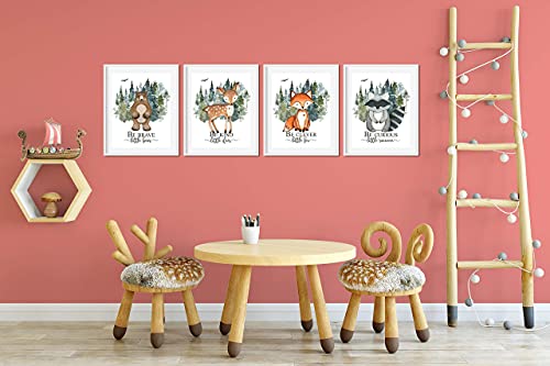 Boy Nursery Wall Decor - Baby Boy Room Decor - Woodland Nursery Decor for Boys - Boys Room Decorations for Bedroom - SET OF 4 Prints - 8x10 Each - UNFRAMED