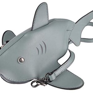 QZUnique Shoulder Handbags Women Cute 3D Shark Purse Animal Style Bags Zipper Crossbody Bag Clutch Messenger Wallet Grayish Blue