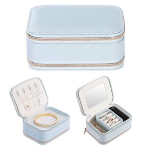 jewelry box, small travel jewelry box, portable display storage case box for rings earrings necklace (light blue) by ymhb