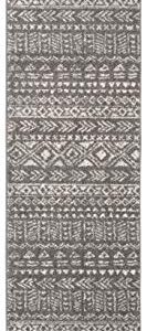 SAFAVIEH Tulum Collection 2' x 8' Dark Grey/Ivory TUL263F Moroccan Boho Distressed Non-Shedding Living Room Entryway Foyer Hallway Bedroom Runner Rug