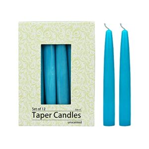 zest candle 12-piece taper candles, 6-inch, turquoise