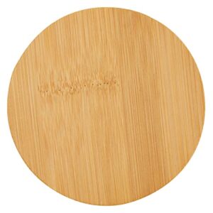 Set of 6 Bamboo Wood Coasters with Holder for Coffee Table, Hot Drinks, Housewarming Gifts (4.3 Inches)