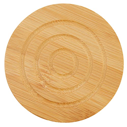 Set of 6 Bamboo Wood Coasters with Holder for Coffee Table, Hot Drinks, Housewarming Gifts (4.3 Inches)