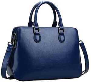 heshe leather womens handbags totes top handle shoulder bag satchel ladies purses (dark blue-cowhide leather)