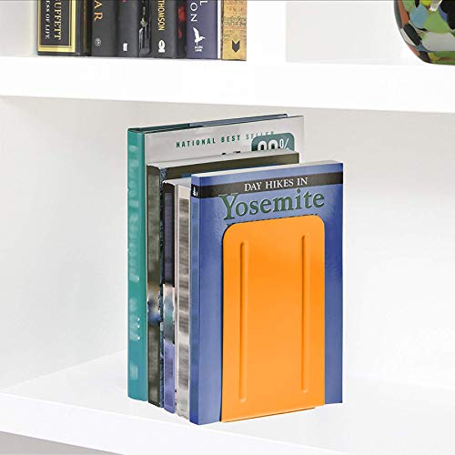 Acrimet Premium Metal Bookends (Heavy Duty) (Orange Color) (1 Pair)