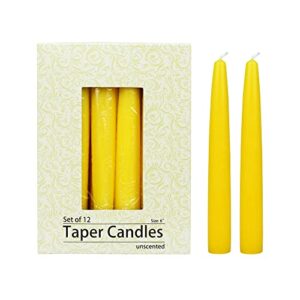 zest candle 12-piece taper candles, 6-inch, yellow