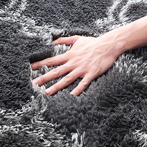 HOMORE Fluffy Bedroom Rug Super Soft Shaggy Plush Carpet 5x8 Feet, Shag Velvet Moroccan Area Rugs for Kids Girls Living Room Bed Home Decor,Gray