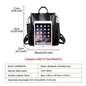 LAORENTOU Women Soft Leather Backpack Cowhide Antitheft Rucksack Ladies Shoulder Bag Medium