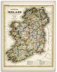 ireland map from 1844-11×14 unframed art print poster – great vintage irish home decor gift under $15