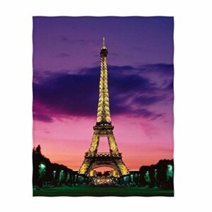 QH with Eiffel Tower Velvet Plush Throw Blanket Super Soft and Cozy Lightweight Blanket Perfect for Couch Sofa or Travelling 58''×80''