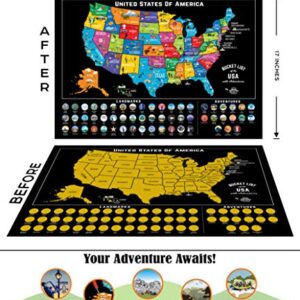 Scratch Off Map of United States + ALL 63 US National Parks Scratch Off Poster, 85 USA Landmarks, Travel Map Kit, 50 State Photo Wall Adventure Maps, Journal Gifts for Travelers by Bright Standards