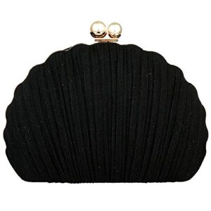 gets evening clutch bag for women glitter evening wedding clutch purses vintage banquet handbag,with chain (black)