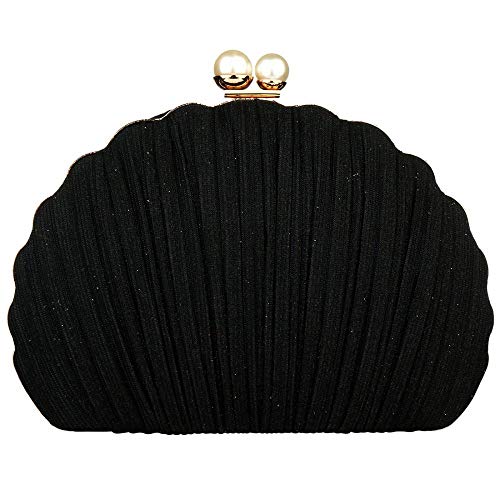 Gets Evening Clutch Bag for Women Glitter Evening Wedding Clutch Purses Vintage Banquet Handbag,with Chain (Black)