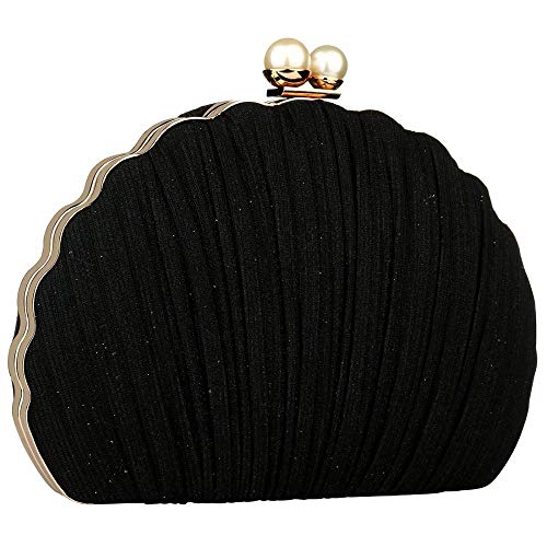 Gets Evening Clutch Bag for Women Glitter Evening Wedding Clutch Purses Vintage Banquet Handbag,with Chain (Black)