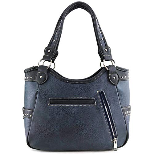 Zelris Spring Bloom Western Concho Women Conceal Carry Tote Handbag Purse Set (Blue)