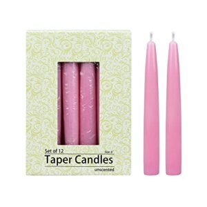 zest candle 12-piece taper candles, 6-inch, pink