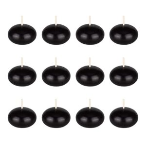 mega candles 12 pcs unscented black floating disc candle, hand poured paraffin wax candles 1.5 inch diameter, home décor, wedding receptions, baby showers, birthdays, celebrations & party favors