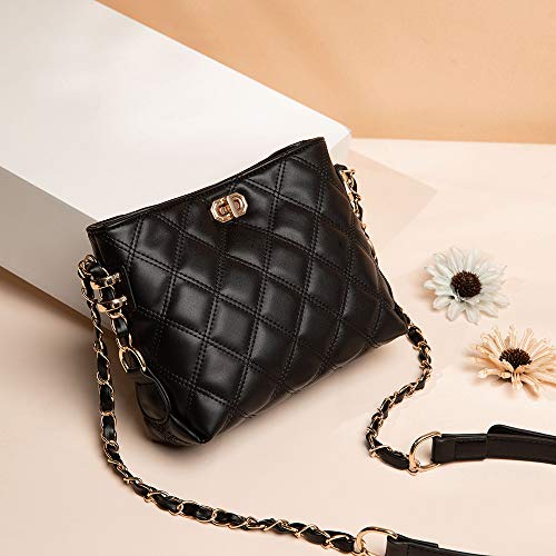 Small Crossbody Bags for Women Purses Fashion Leather Lightweight Handbags Shoulder Bag(Black)